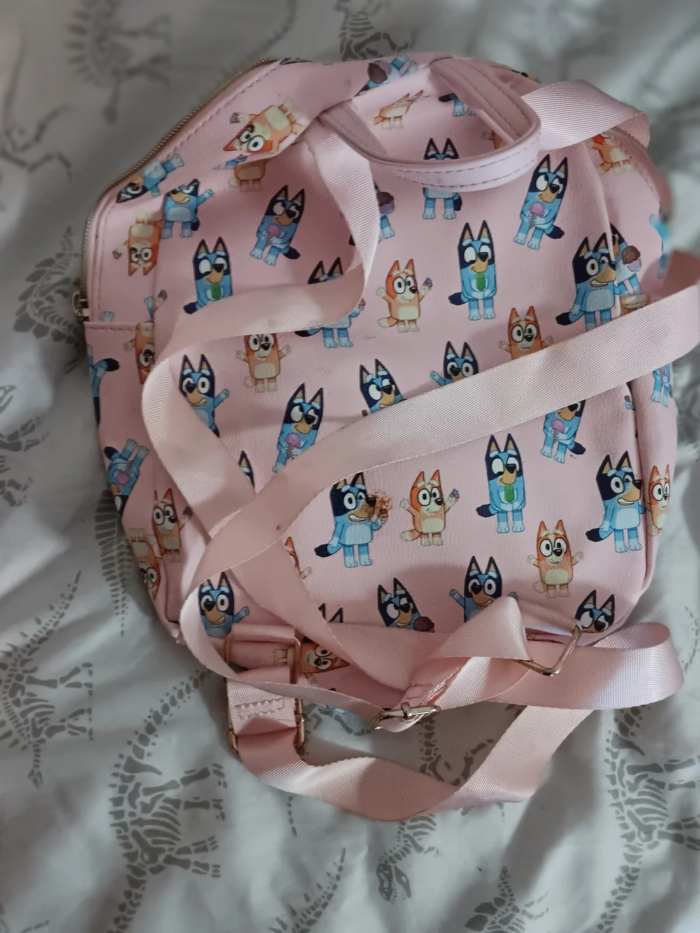 Bluey Pink Cartoon Character Kids Mini Backpack with Blue & Orange Accents